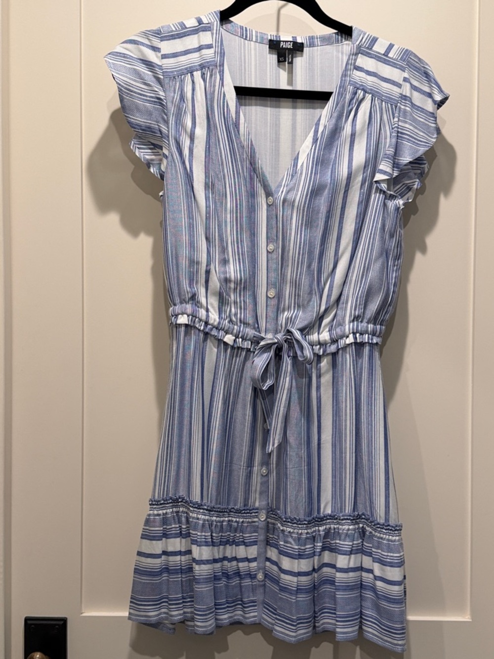 PAIGE Navy and White Striped dress